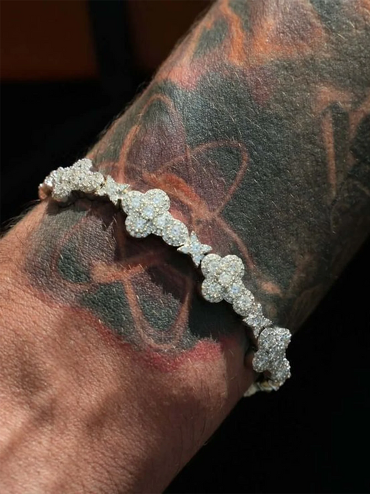 13mm Unisex Rhinestone Fashion Cross Star Necklace Hip Hop Chain Necklace With Bracelet