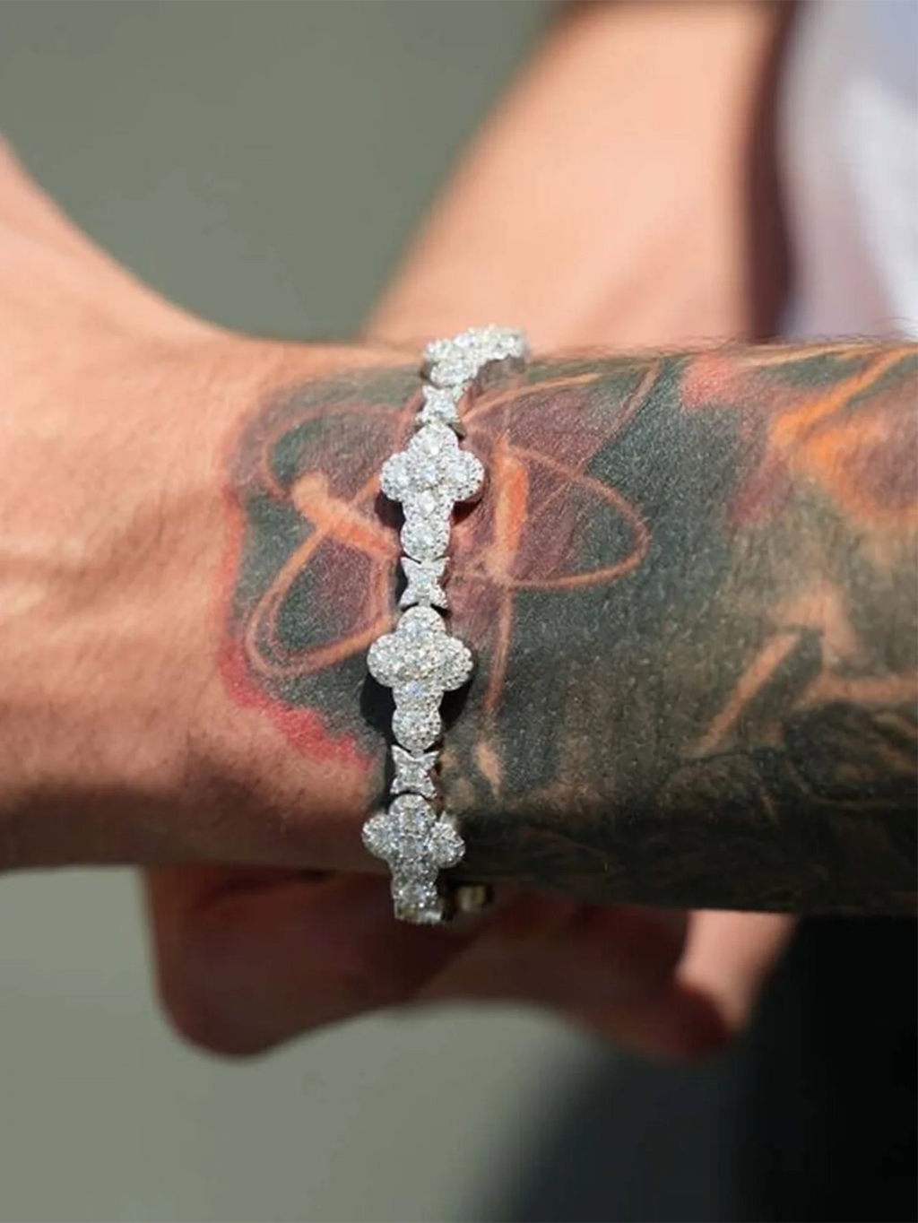 13mm Unisex Rhinestone Fashion Cross Star Necklace Hip Hop Chain Necklace With Bracelet