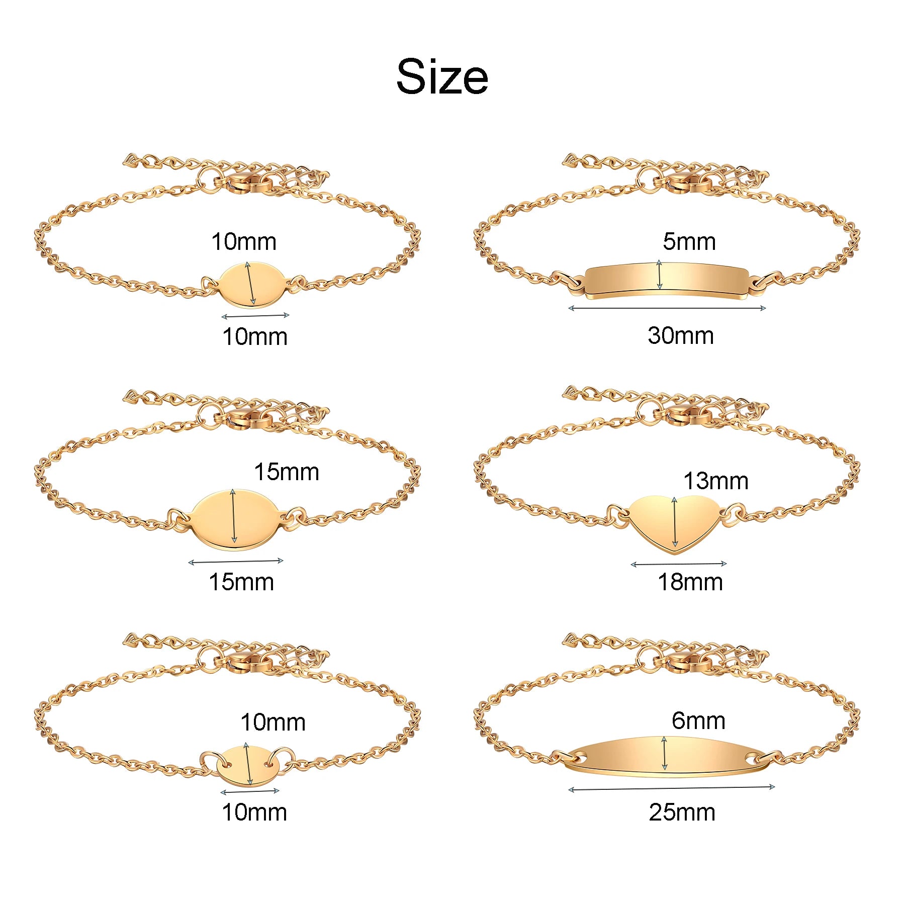 Simply Personalized Customize Text Logo Photo Stainless Steel Charm Bracelet For Women Girls Jewelry with 5cm Extender Chains