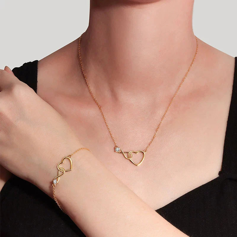 Sweet Romantic Unlimited Love Necklace Bracelet For Women Simple Fashion Zircon Jewelry Set Gifts KOFSAC