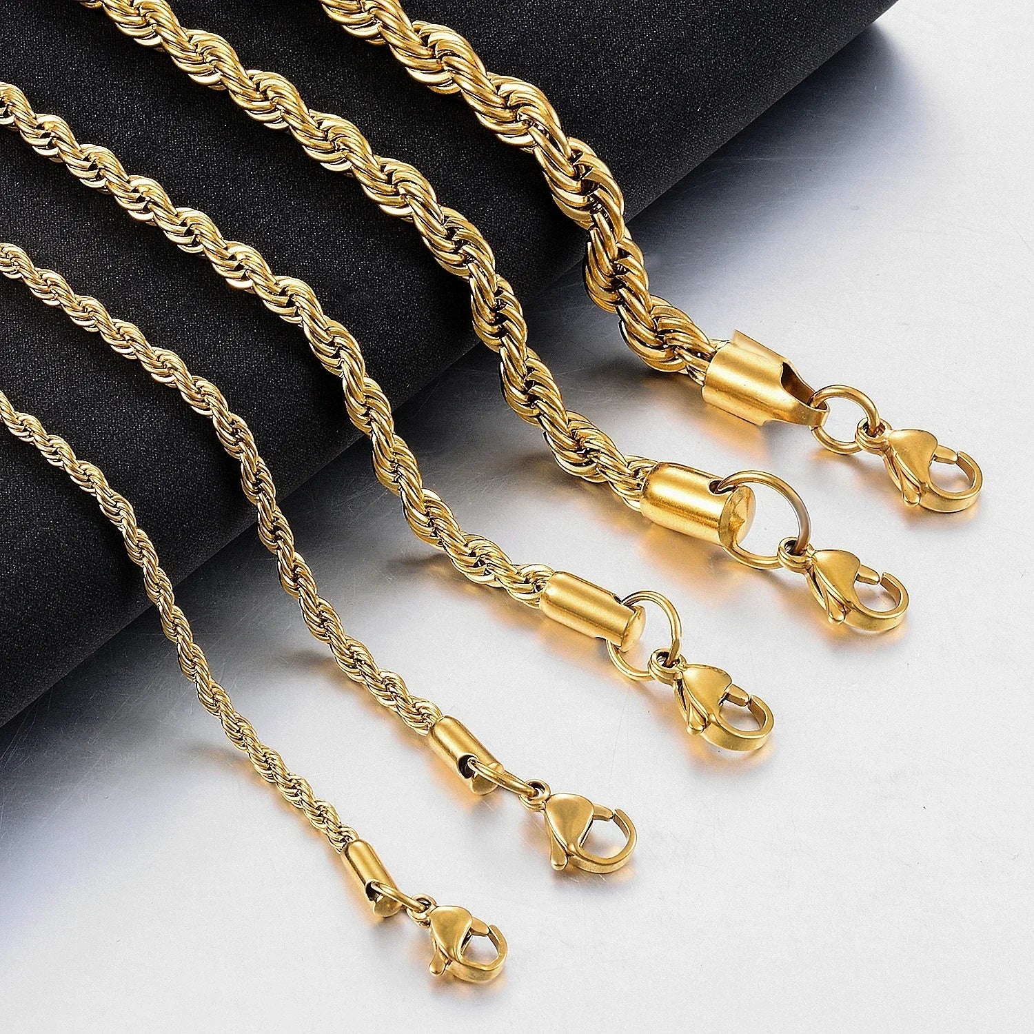 High Quality 2/3/4/5MM Classic Twisted Rope Chain Stainless Steel Necklace No Fade Fashion Jewelry Accessories For Men Women