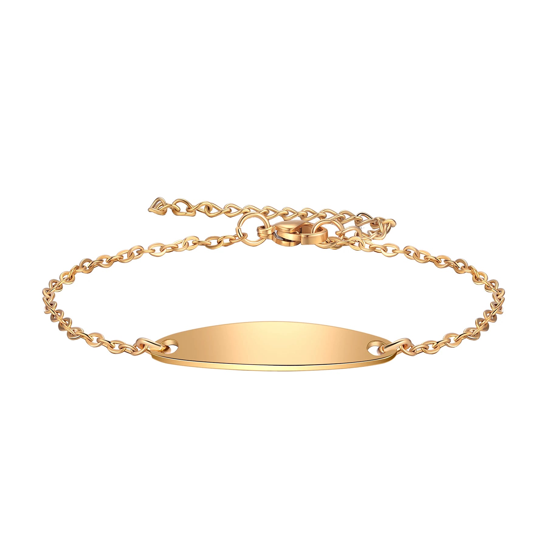 Simply Personalized Customize Text Logo Photo Stainless Steel Charm Bracelet For Women Girls Jewelry with 5cm Extender Chains