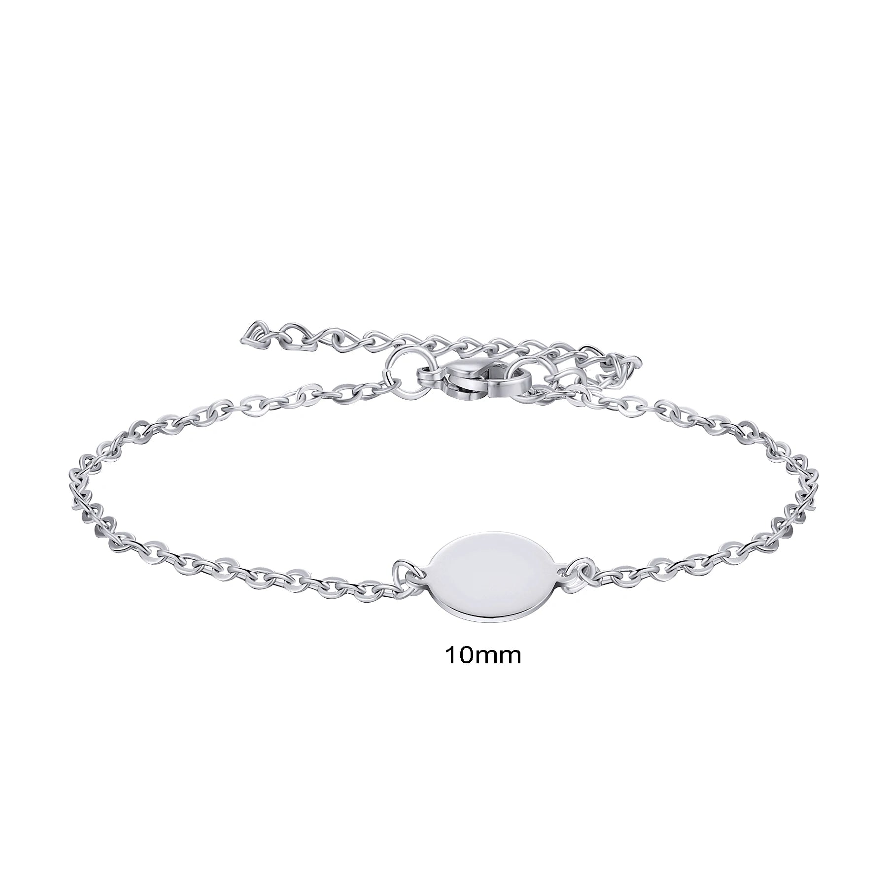 Simply Personalized Customize Text Logo Photo Stainless Steel Charm Bracelet For Women Girls Jewelry with 5cm Extender Chains