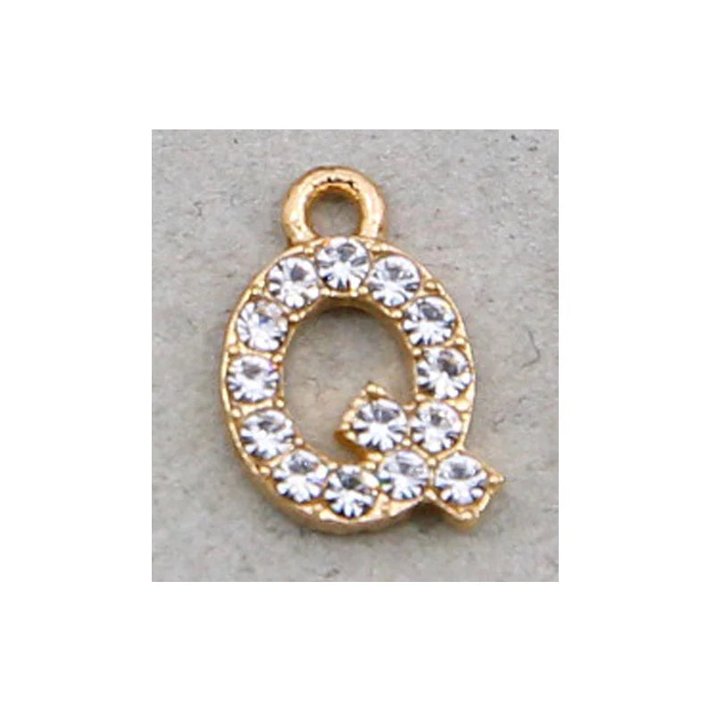 10/26pcs 12*7mm Alloy inlaid rhinestones 26 Letter Charms Pendants for Women Necklace Earring DIY jewelry Accessories
