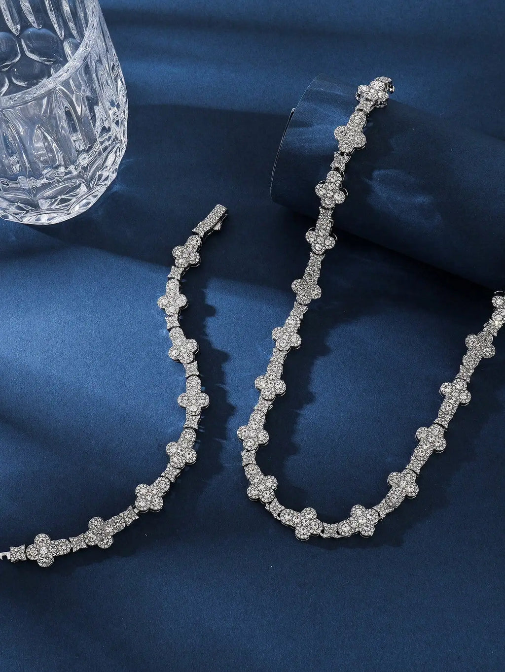 13mm Unisex Rhinestone Fashion Cross Star Necklace Hip Hop Chain Necklace With Bracelet