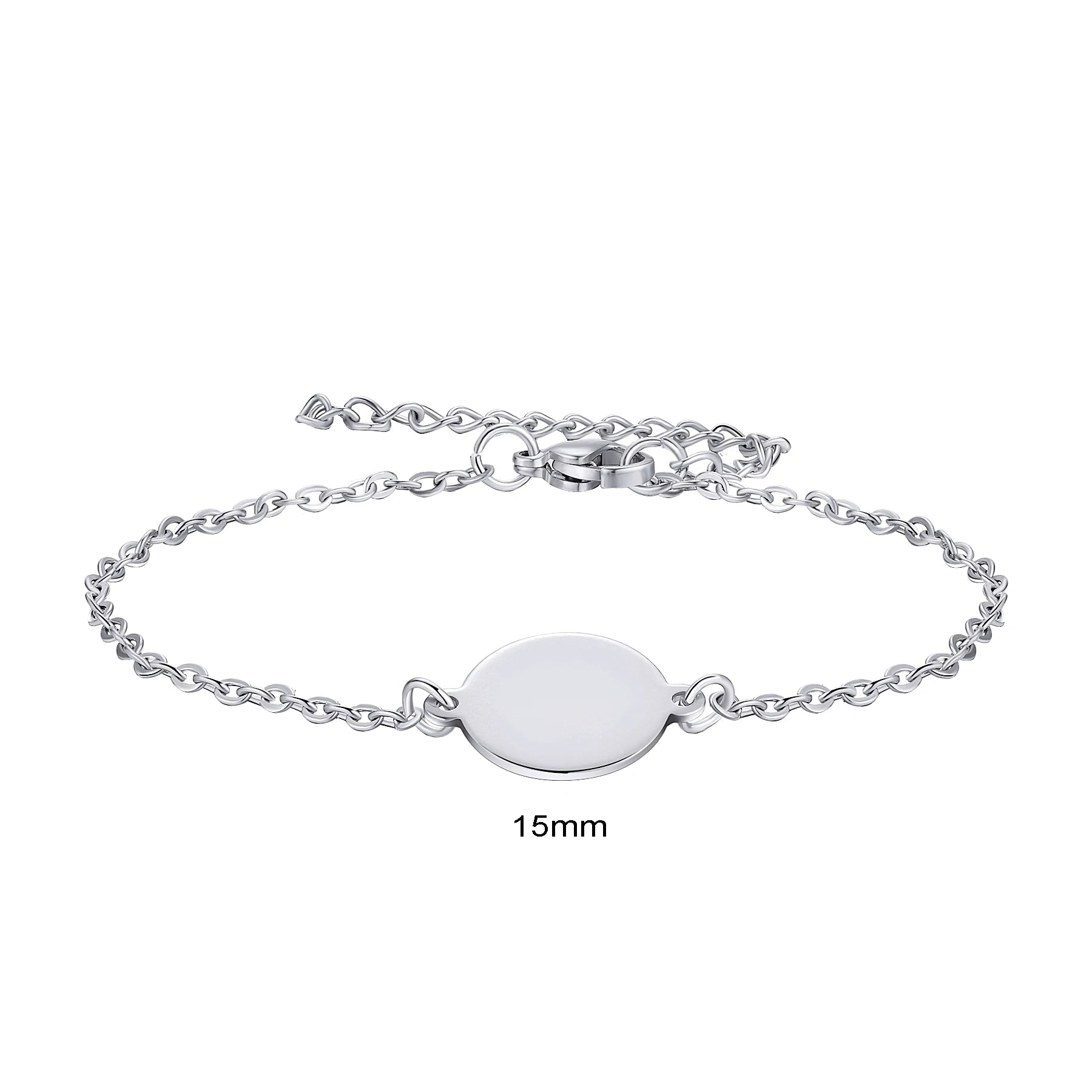 Simply Personalized Customize Text Logo Photo Stainless Steel Charm Bracelet For Women Girls Jewelry with 5cm Extender Chains
