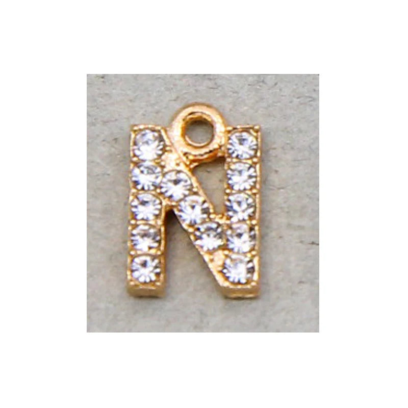 10/26pcs 12*7mm Alloy inlaid rhinestones 26 Letter Charms Pendants for Women Necklace Earring DIY jewelry Accessories