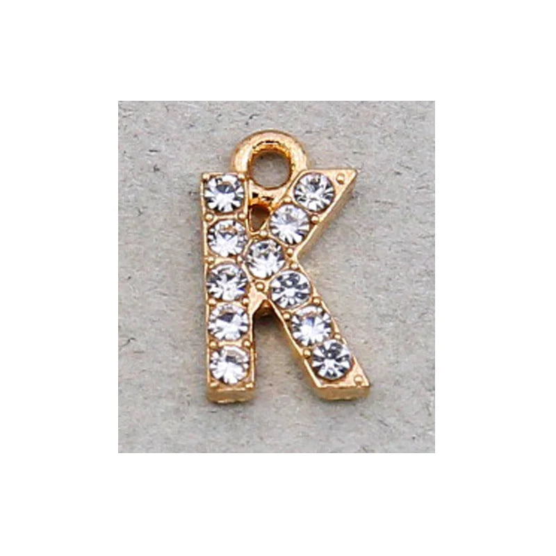 10/26pcs 12*7mm Alloy inlaid rhinestones 26 Letter Charms Pendants for Women Necklace Earring DIY jewelry Accessories