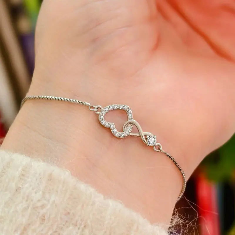 Sam Panda 925 Sterling Silver Love Heart Möbius Bracelet For Women Austere Minimalist Exquisite Accessories Gift Dropshipping