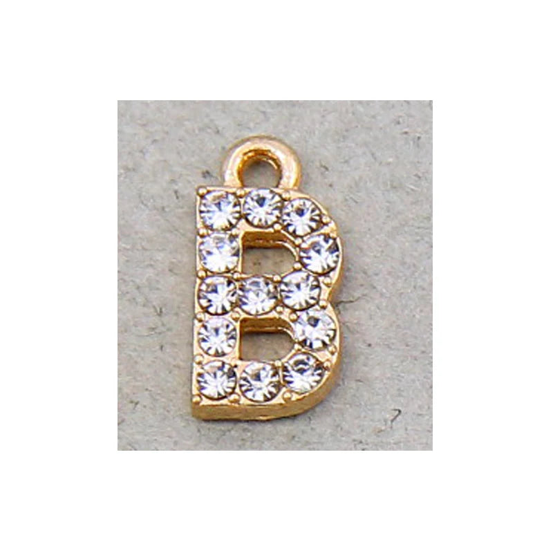 10/26pcs 12*7mm Alloy inlaid rhinestones 26 Letter Charms Pendants for Women Necklace Earring DIY jewelry Accessories