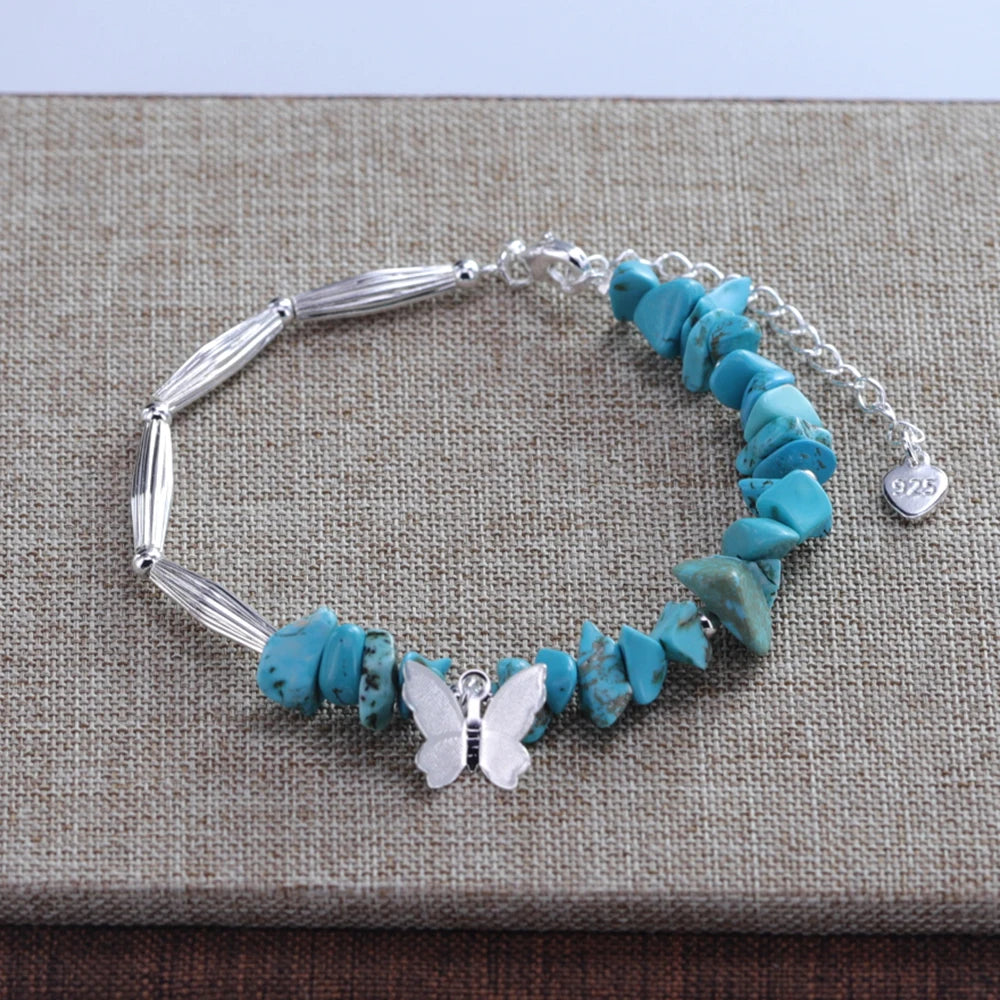 VENTFILLE 925 Sterling Silver Butterfly Bracelet for Girl Bead String Design Insect Fashion Versatile Jewelry Gift Dropshipping