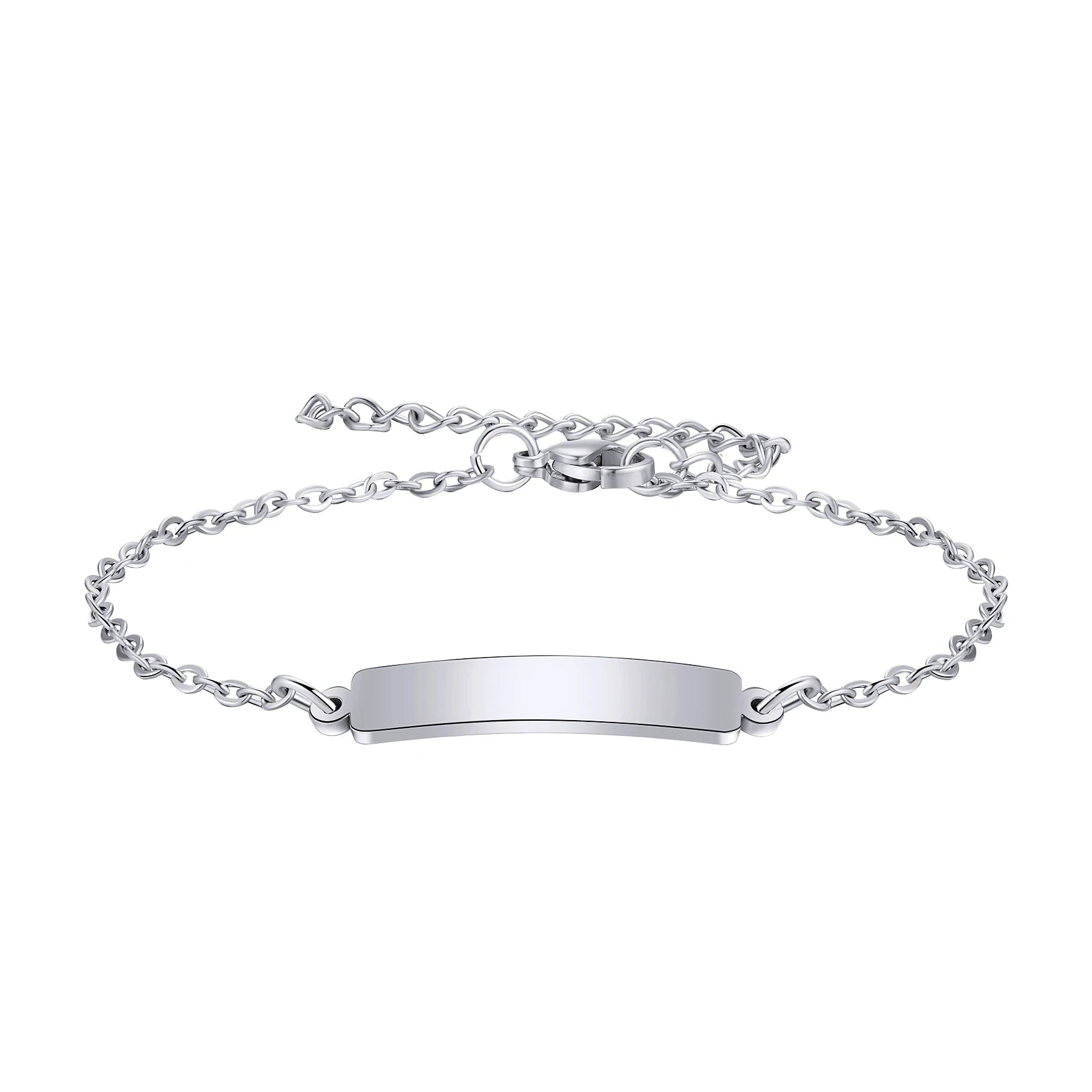 Simply Personalized Customize Text Logo Photo Stainless Steel Charm Bracelet For Women Girls Jewelry with 5cm Extender Chains