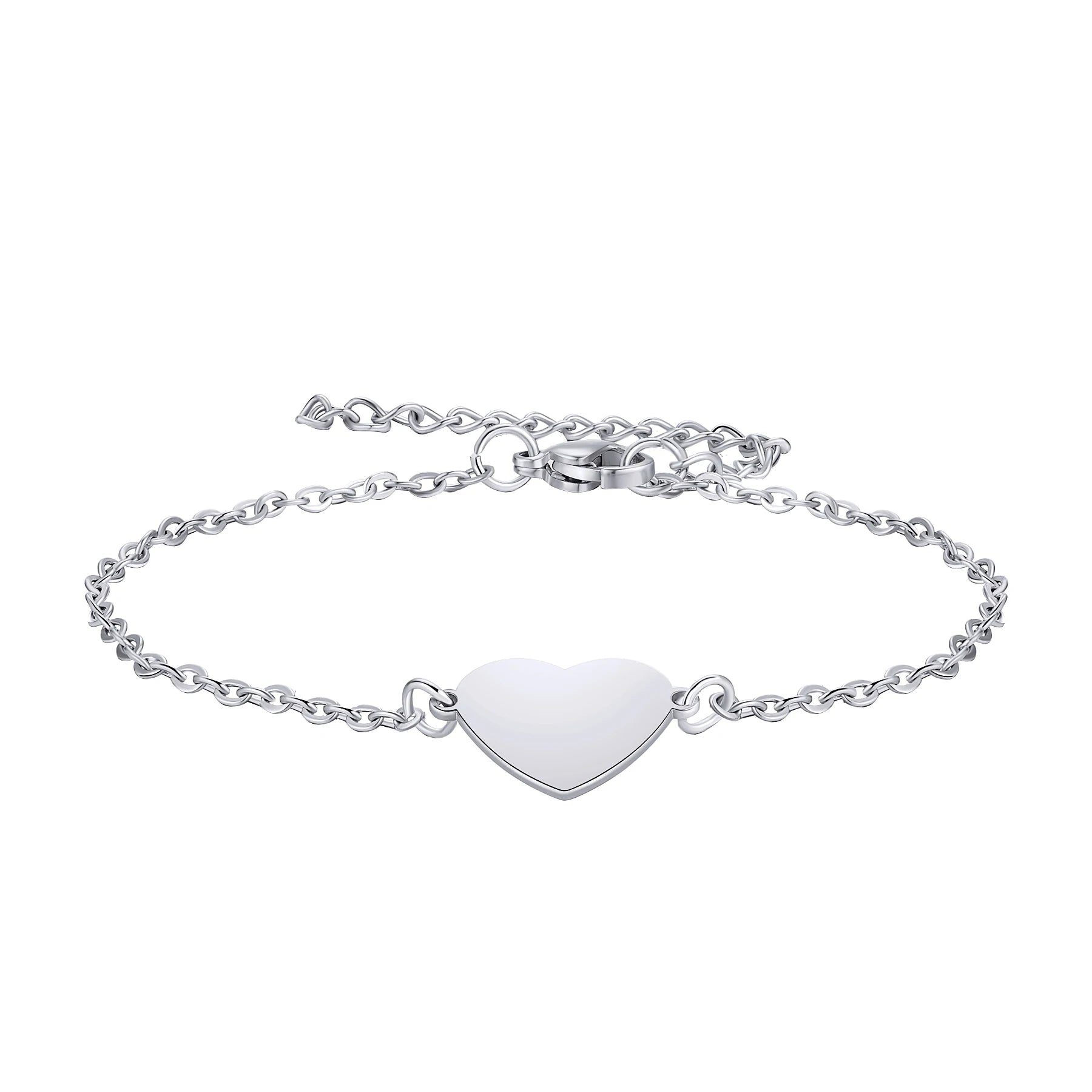 Simply Personalized Customize Text Logo Photo Stainless Steel Charm Bracelet For Women Girls Jewelry with 5cm Extender Chains