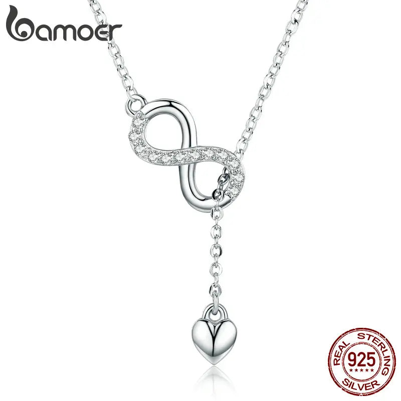 Bamoer 100% 925 Sterling Silver Pendant Necklaces for Women Infinity Forever Gold Love Chain Hot Sale Fashion Jewelry Gifts