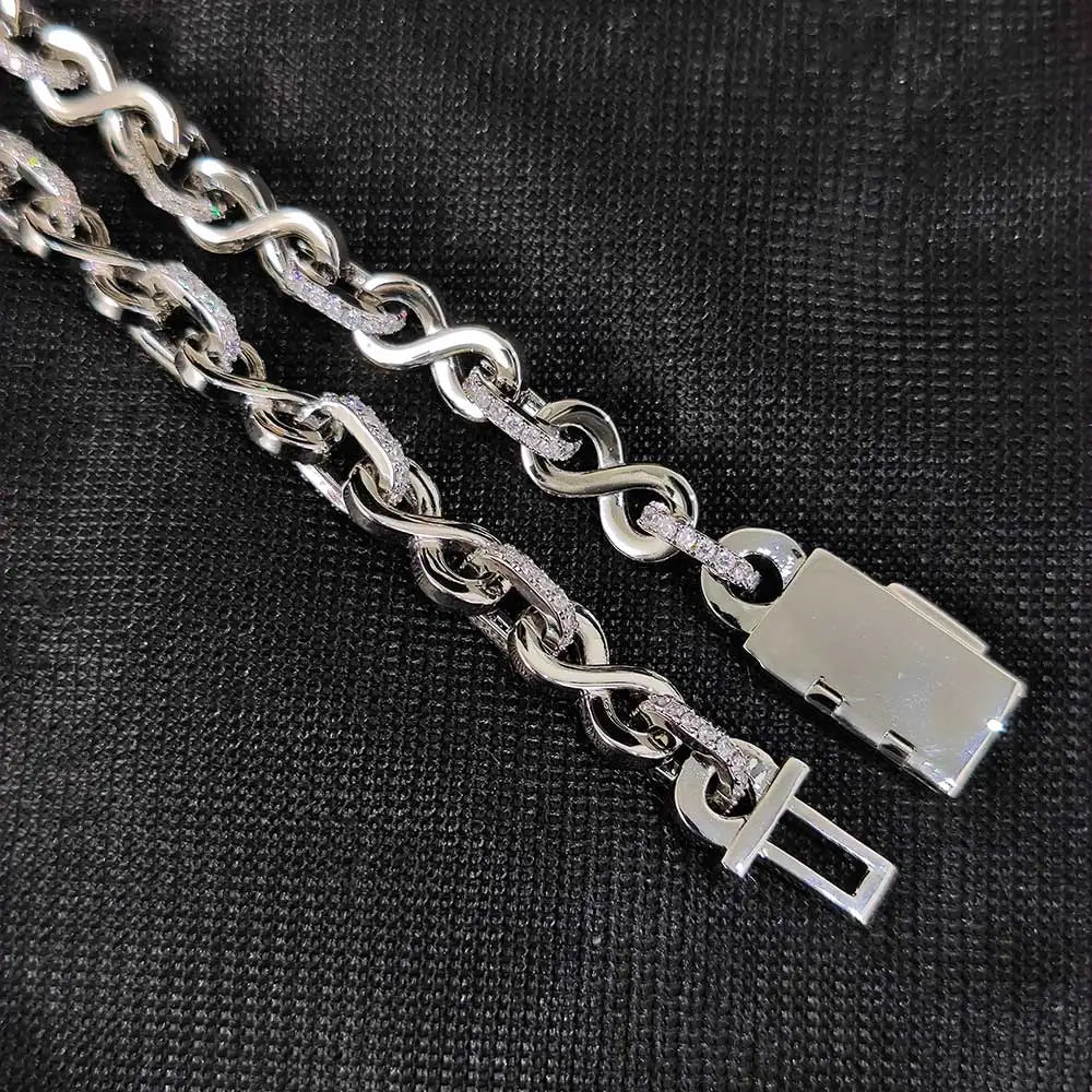 Hip Hop Rapper Jewelry Bling 6MM Infinite 8-character Necklace Paved Crystal Iced Out Cuban Link Chain Necklaces For Men Women