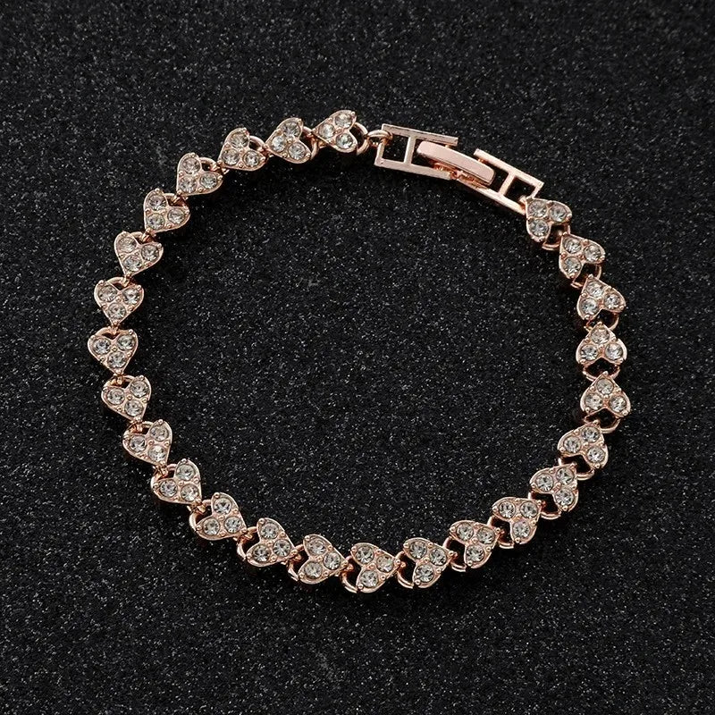 Roman Heart Design Crystal Zircon Wedding Bracelet Water Drill Encrusted Simple Minority Sense Ins Style Jewelry Accessory