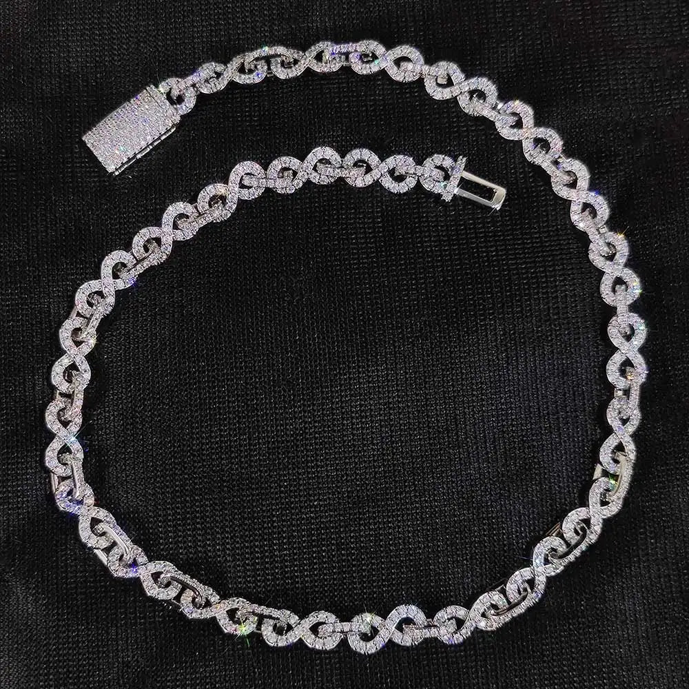 Hip Hop Rapper Jewelry Bling 6MM Infinite 8-character Necklace Paved Crystal Iced Out Cuban Link Chain Necklaces For Men Women