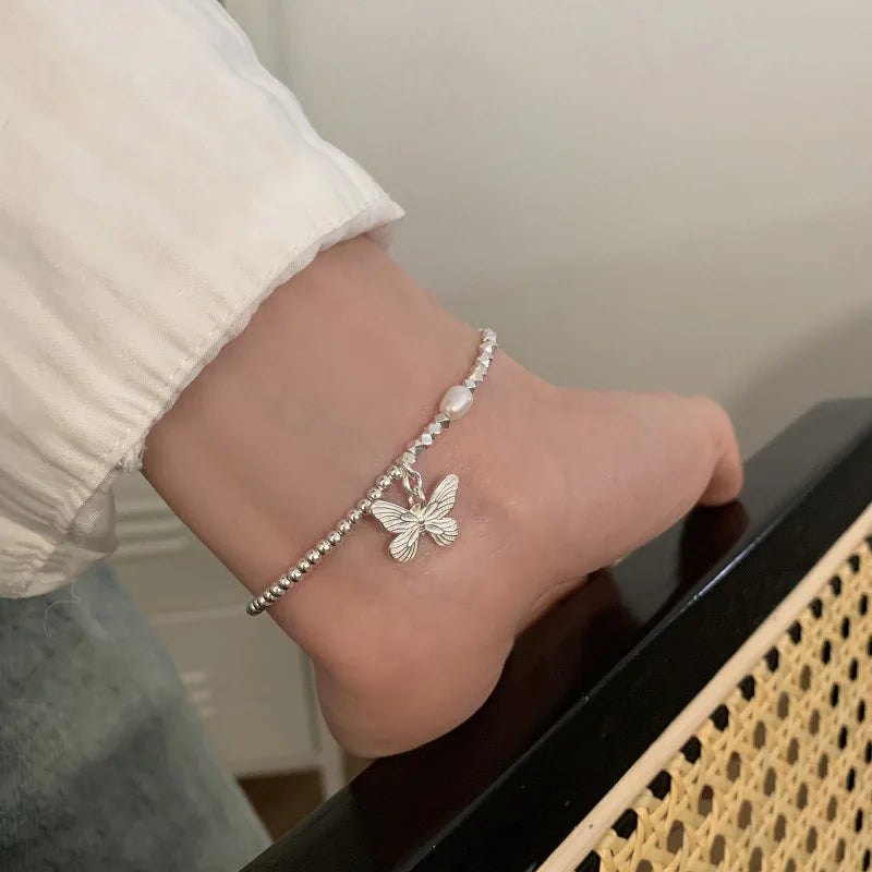 VENTFILLE 925 Sterling Silver Butterfly Bracelet for Girl Bead String Design Insect Fashion Versatile Jewelry Gift Dropshipping