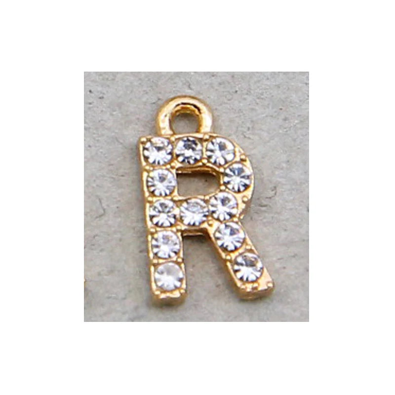 10/26pcs 12*7mm Alloy inlaid rhinestones 26 Letter Charms Pendants for Women Necklace Earring DIY jewelry Accessories