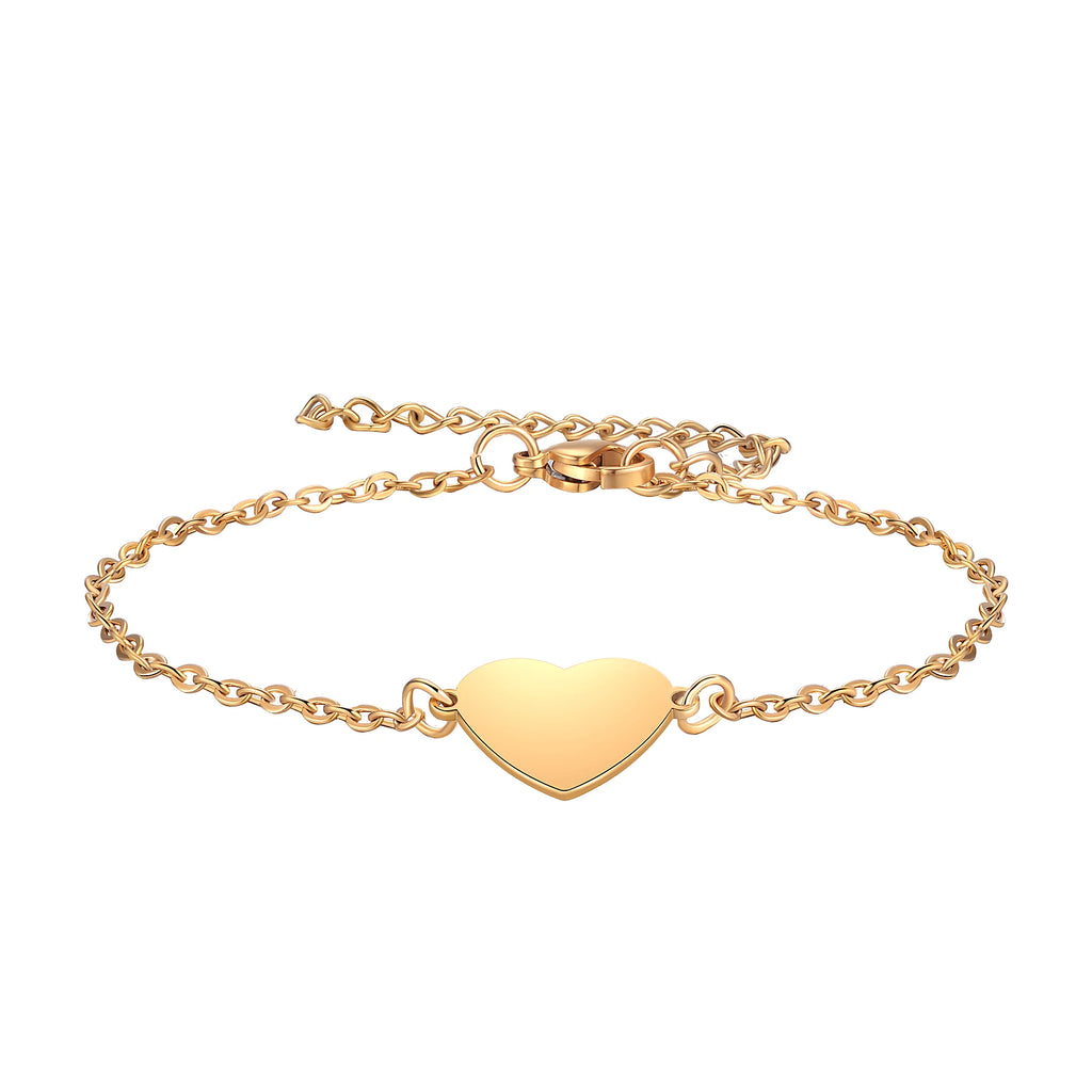 Simply Personalized Customize Text Logo Photo Stainless Steel Charm Bracelet For Women Girls Jewelry with 5cm Extender Chains