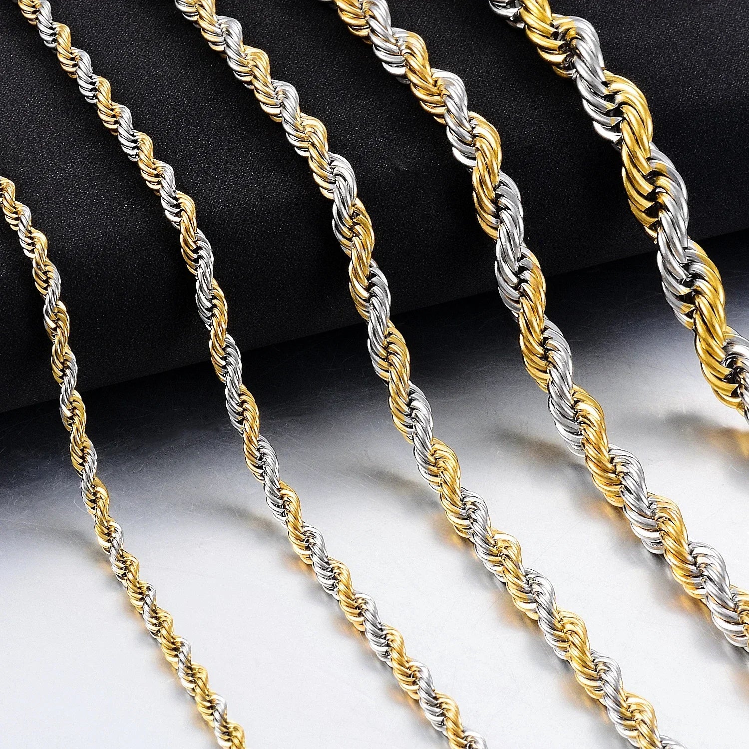 High Quality 2/3/4/5MM Classic Twisted Rope Chain Stainless Steel Necklace No Fade Fashion Jewelry Accessories For Men Women
