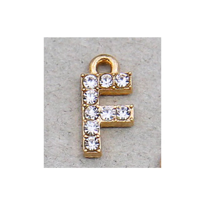 10/26pcs 12*7mm Alloy inlaid rhinestones 26 Letter Charms Pendants for Women Necklace Earring DIY jewelry Accessories