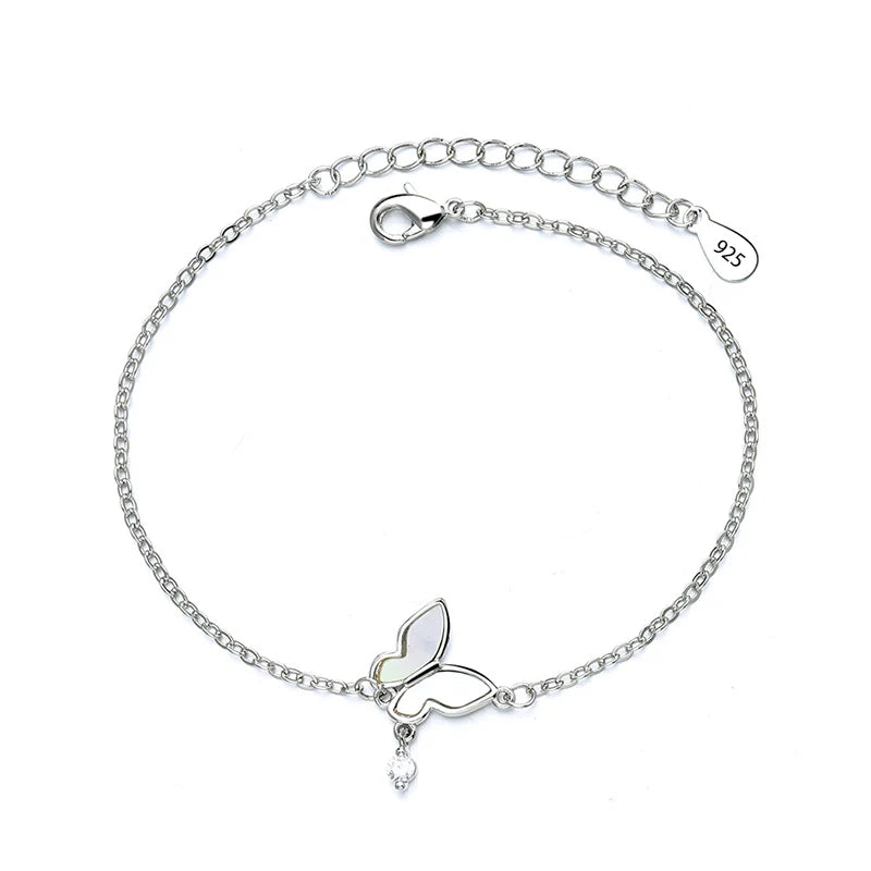 VENTFILLE 925 Sterling Silver Butterfly Bracelet for Girl Bead String Design Insect Fashion Versatile Jewelry Gift Dropshipping