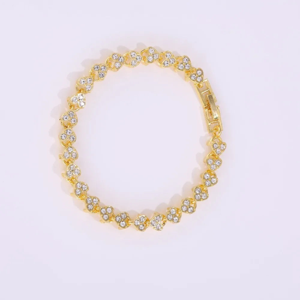 Roman Heart Design Crystal Zircon Wedding Bracelet Water Drill Encrusted Simple Minority Sense Ins Style Jewelry Accessory