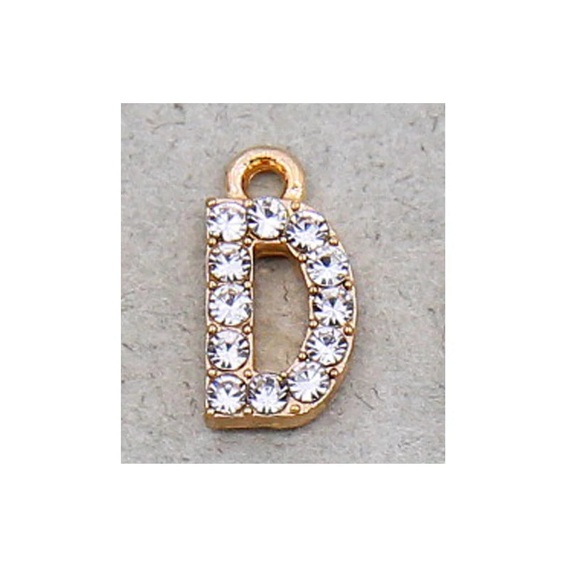 10/26pcs 12*7mm Alloy inlaid rhinestones 26 Letter Charms Pendants for Women Necklace Earring DIY jewelry Accessories