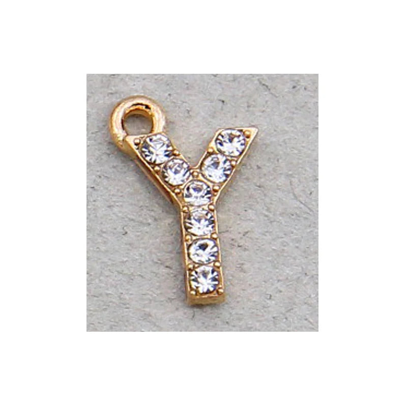 10/26pcs 12*7mm Alloy inlaid rhinestones 26 Letter Charms Pendants for Women Necklace Earring DIY jewelry Accessories