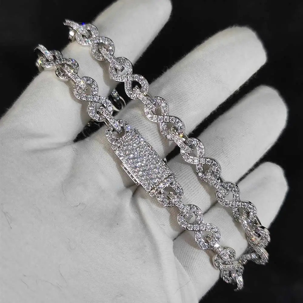 Hip Hop Rapper Jewelry Bling 6MM Infinite 8-character Necklace Paved Crystal Iced Out Cuban Link Chain Necklaces For Men Women