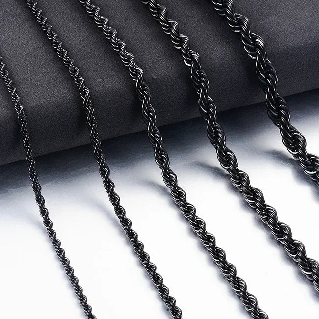 High Quality 2/3/4/5MM Classic Twisted Rope Chain Stainless Steel Necklace No Fade Fashion Jewelry Accessories For Men Women