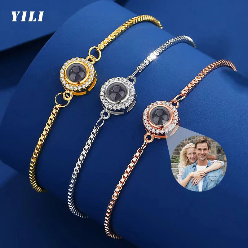 Custom Picture Bracelet Personalized Photo Projection Bracelet Adjustable Bracelets for Women Anniversary Memorial Gifts