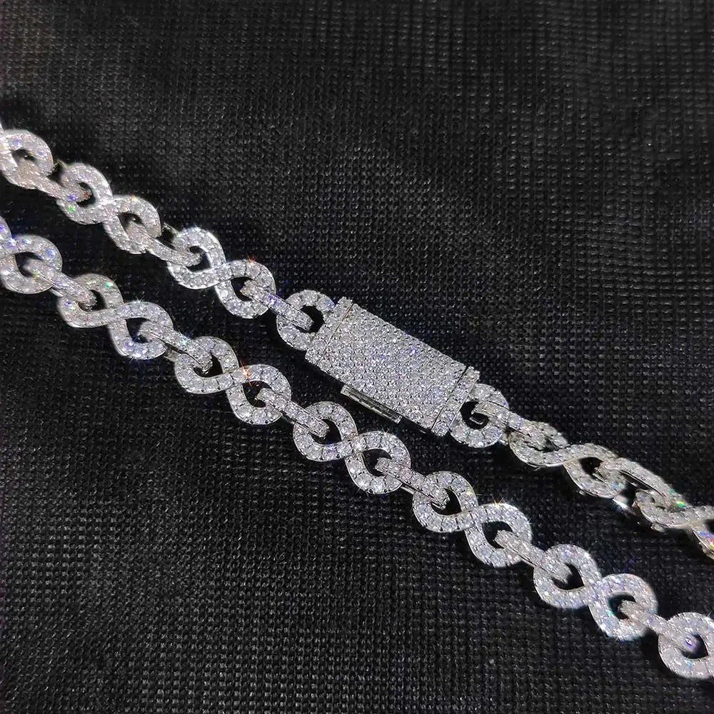 Hip Hop Rapper Jewelry Bling 6MM Infinite 8-character Necklace Paved Crystal Iced Out Cuban Link Chain Necklaces For Men Women