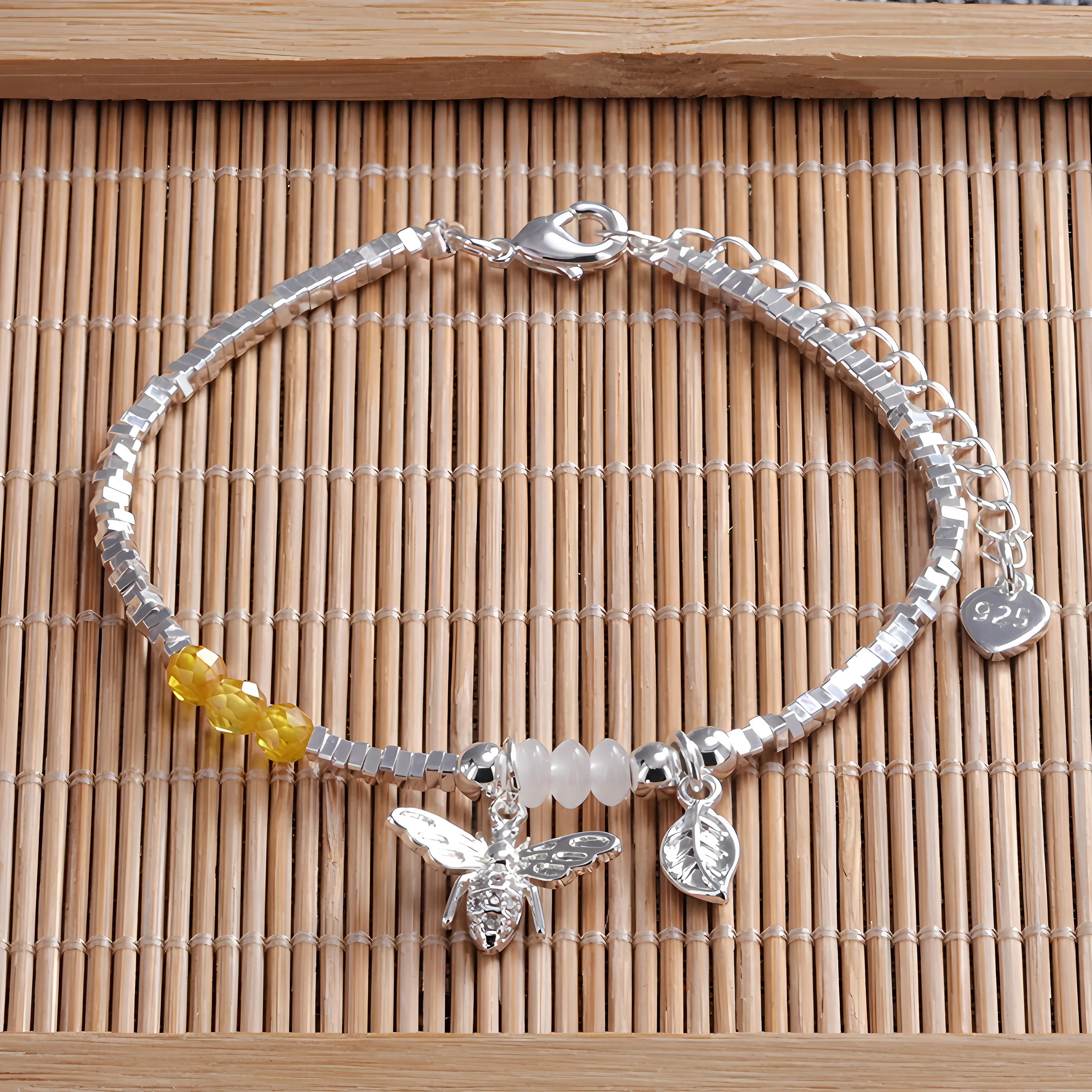 VENTFILLE 925 Sterling Silver Butterfly Bracelet for Girl Bead String Design Insect Fashion Versatile Jewelry Gift Dropshipping