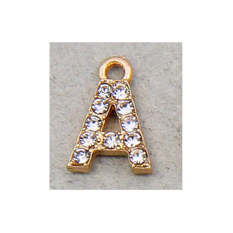 10/26pcs 12*7mm Alloy inlaid rhinestones 26 Letter Charms Pendants for Women Necklace Earring DIY jewelry Accessories