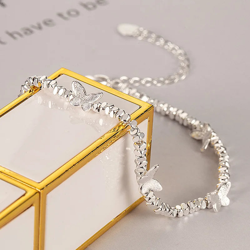 VENTFILLE 925 Sterling Silver Butterfly Bracelet for Girl Bead String Design Insect Fashion Versatile Jewelry Gift Dropshipping