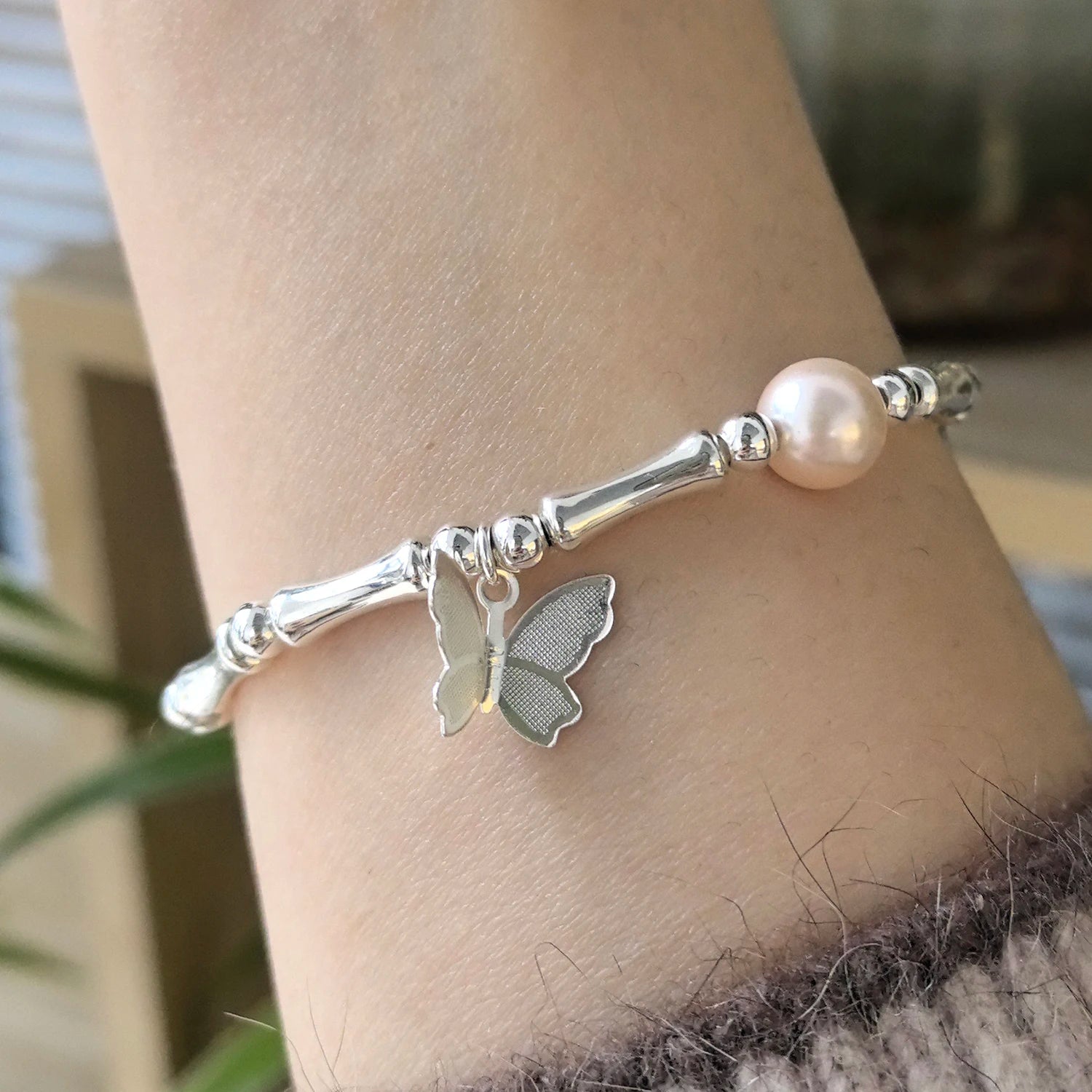 VENTFILLE 925 Sterling Silver Butterfly Bracelet for Girl Bead String Design Insect Fashion Versatile Jewelry Gift Dropshipping