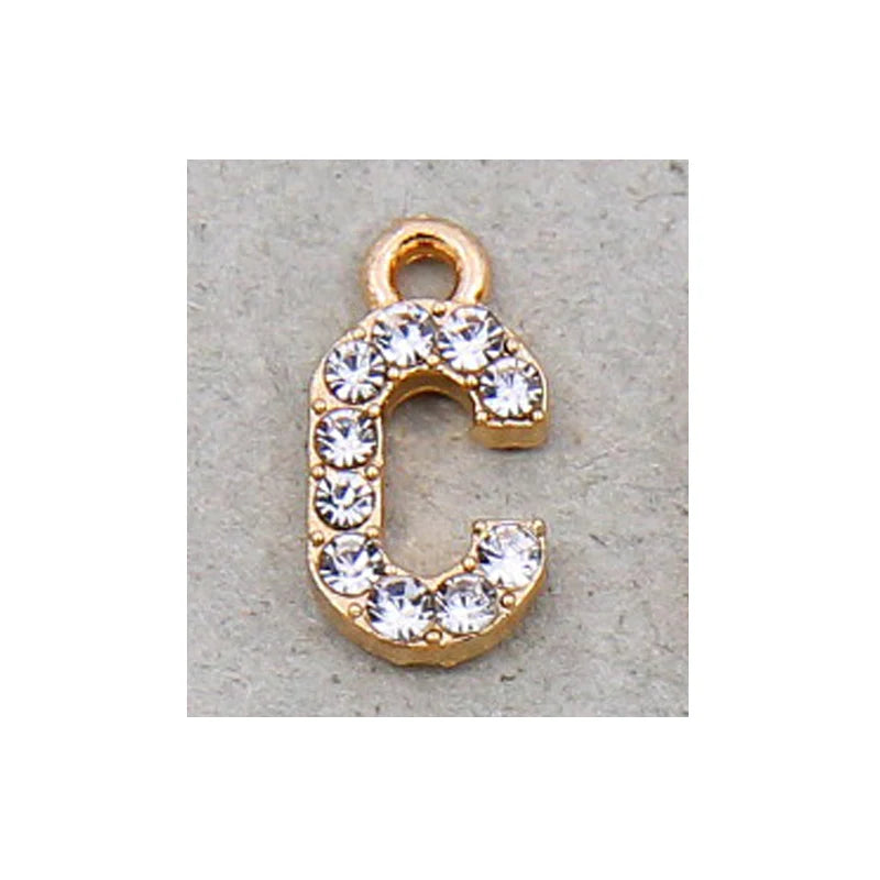 10/26pcs 12*7mm Alloy inlaid rhinestones 26 Letter Charms Pendants for Women Necklace Earring DIY jewelry Accessories
