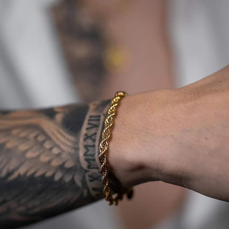 2-5MM Stainless Steel Rope Bracelets for Men Boys,Adjustable Gold Silver Color Links Wristband,Rock Punk Cool Jewelry Gift